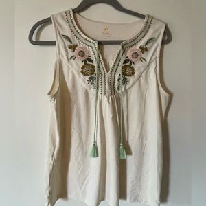 Spartina Faye Embroidered Top NWOT